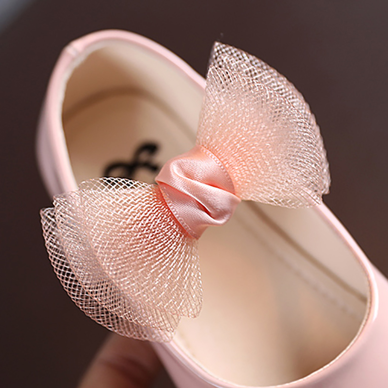 Giày Phối Nơ Màu Trơn Dễ Thương Phong Cách Hàn Quốc Cho Bé Gái