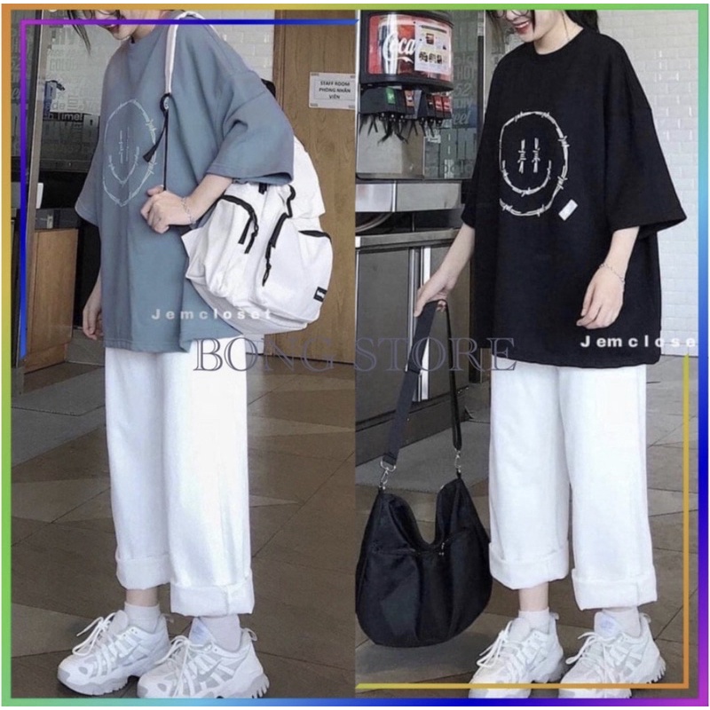 Set đồ nữ, Set bộ nữ hình mặt cười và quần Suông siêu đẹp chất cotton cao cấp