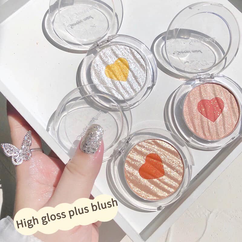 Phấn má hồng kèm nhũ highlight trang điểm bling bling Ulzzang xinh xắn