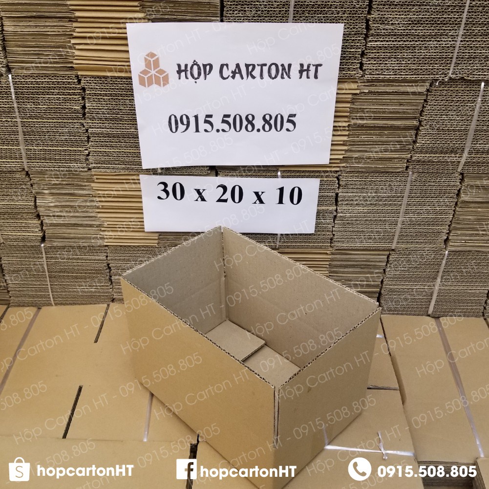 Hộp carton đóng hàng 30x20x10 đựng giày, đồ gia dụng, phụ kiện giá rẻ - Hộp Carton HT