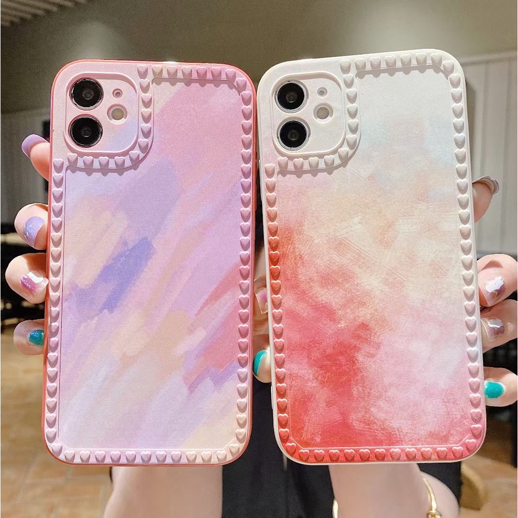 Ốp lưng nhuộm màu nước phong cách Hàn Quốc cho iPhone Xs Max 12 / 11pro / Max X / XS / XR 7 8p