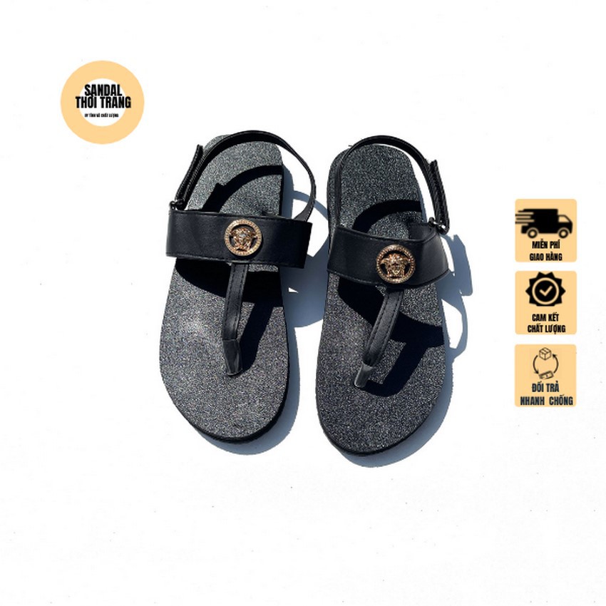 Dép quai hậu nữ nam, SANDALTHOITRANG Sandal nữ đi học, đi chơi màu đen full size 30-44 nam nữ