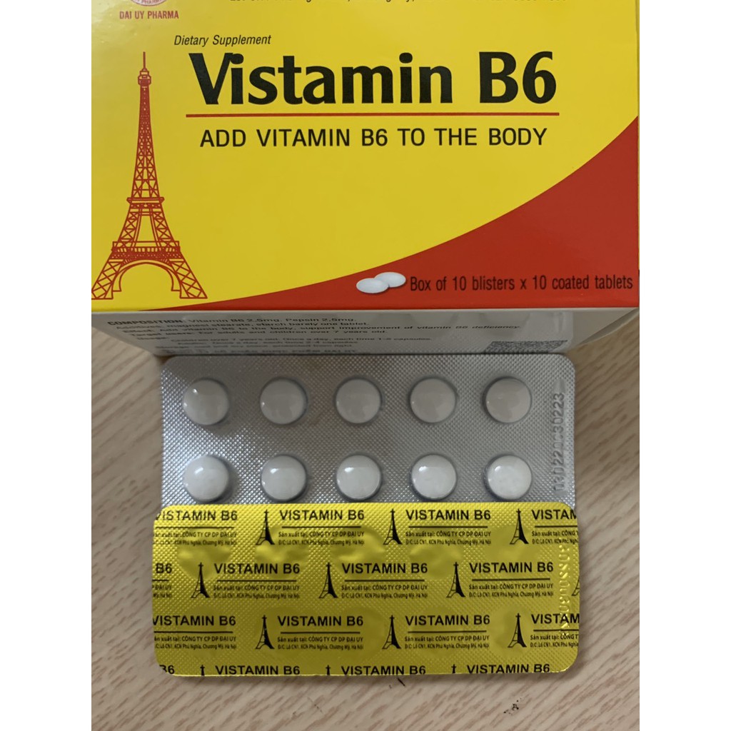 Vitamin B6 - Bổ sung vitamin B6 cho cơ thể - hộp 100 viên