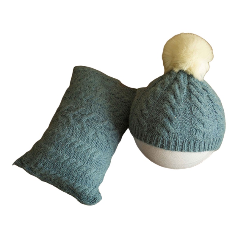 Bộ Gối Và Mũ Đan Len Dùng Làm Đạo Cụ Chụp Ảnh Cho Bé Sơ Sinh