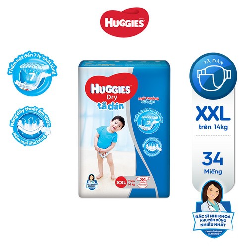 Tã dán HUGGIES DRY JUMBO size M48 - L42 - XL38 - XXL34