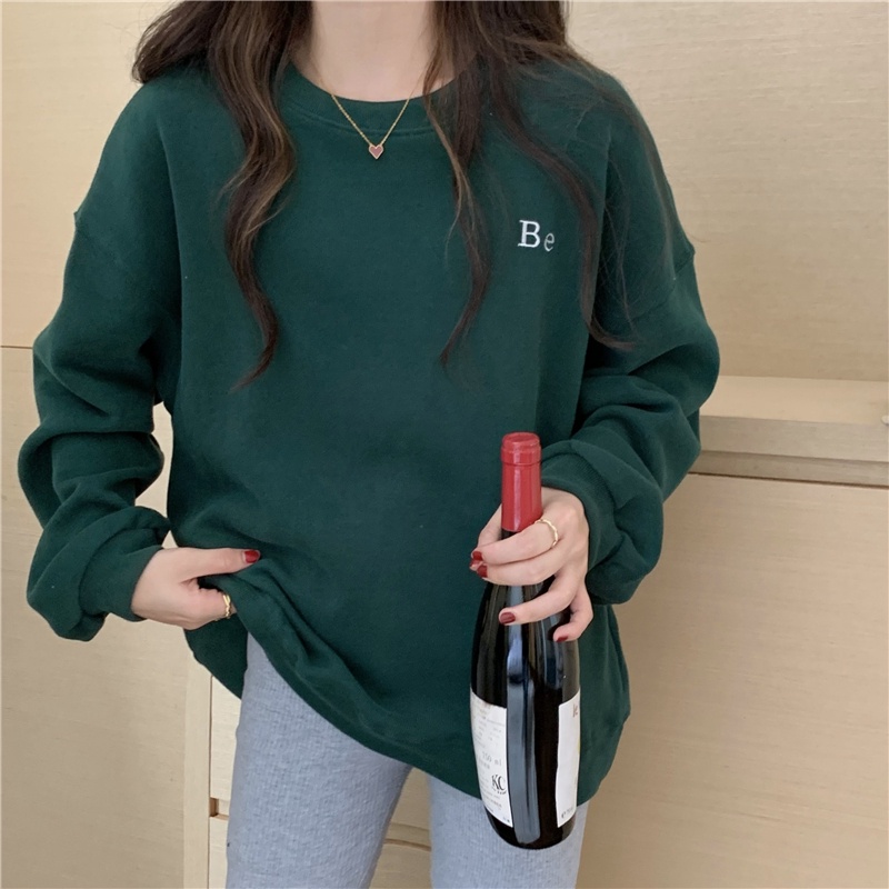 Áo nỉ nữ dài tay có mũ form rộng thời trang Hàn | BigBuy360 - bigbuy360.vn