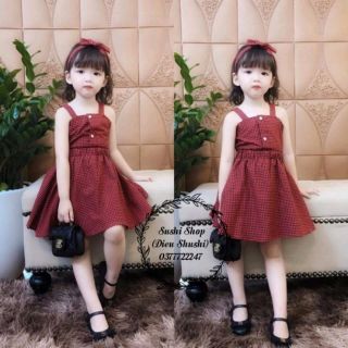 (5 màu)_sét 2 dây chân váy xòe caro cho bé gái (10kg - 30kg)