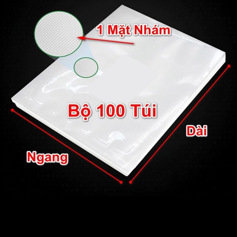 (Siêu rẻ) Túi hút chân không một mặt nhám một mặt trơn bộ 100 túi size 25cm×30cm