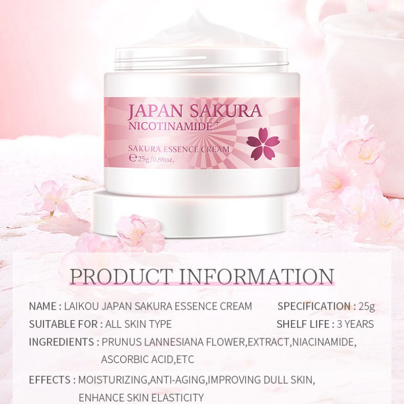 [Hàng mới về] Kem dưỡng da mặt LAIKOU Sakura chứa Hyaluronic Acid chống nếp da lão hóa làm trắng da