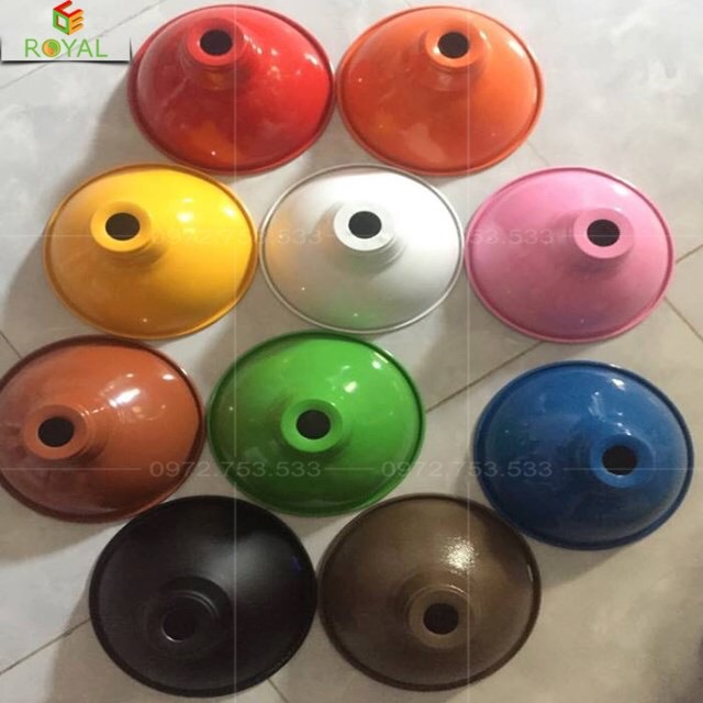 Đèn thả trang trí T051 ,Đèn thả trần Chao nhôm 22cm giá rẻ nhiều màu, chao đèn treo ngoài trời kèm dây đui và đế ốp trần