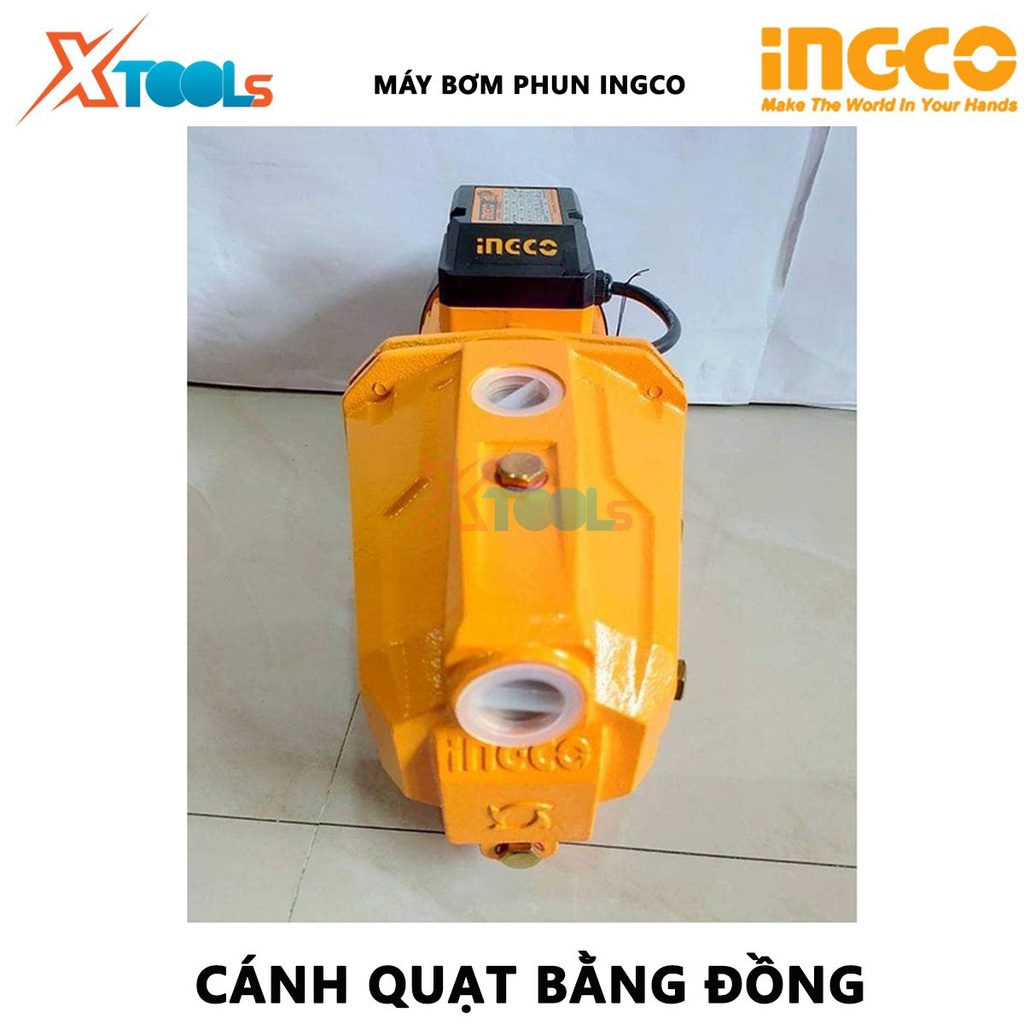 Máy bơm phun INGCO JP07508 Máy bơm đẩy xa Điện thế: 220-240V~50Hz Công suất 750W(1HP) Chiều cao bơm tối đa 51 m bơm nước