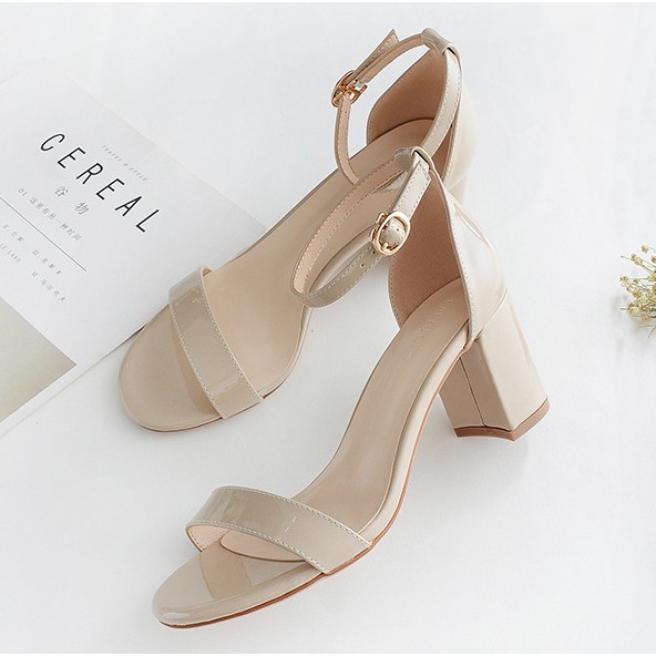 Dép nữ cao gót gót vuông 6cm quai hậu cài chất xịn. Giày sandal cao gót, Giày cao gót.