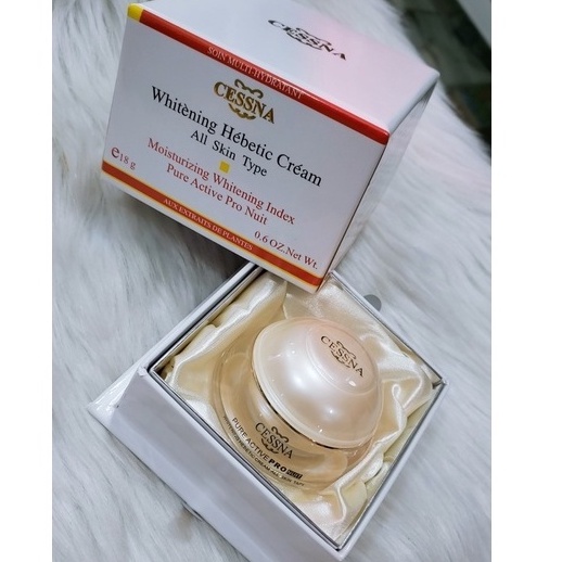 Kem dưỡng trắng, giữ ẩm Cessna Whitening Hebetic Cream All Skin Type - Trắng 18g
