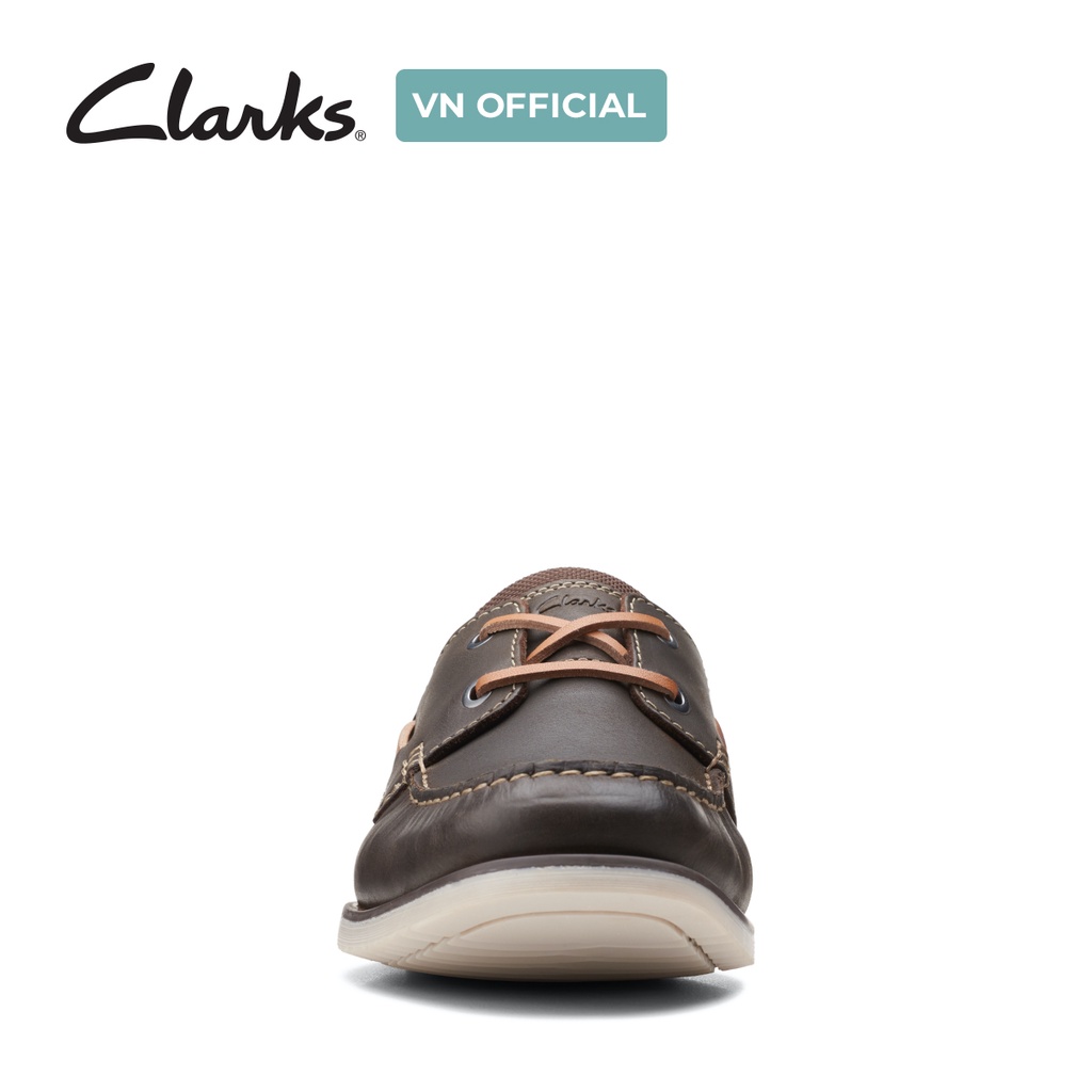 Giày Lười Da Nam Clarks Noonan Lace màu nâu đậm