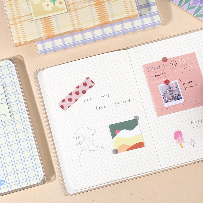Sổ tay NOTE FOR ruột caro grid định lượng 100gsm kèm bìa nhựa trong và 4 postcards