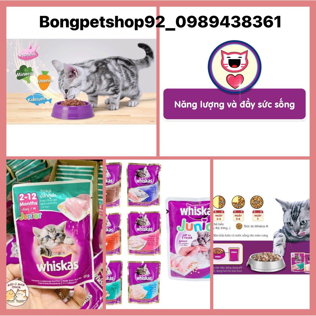 Thức Ăn Cho Mèo, Pate Cho Mèo_Whiskas 85g ( 1 thùng 24 gói )