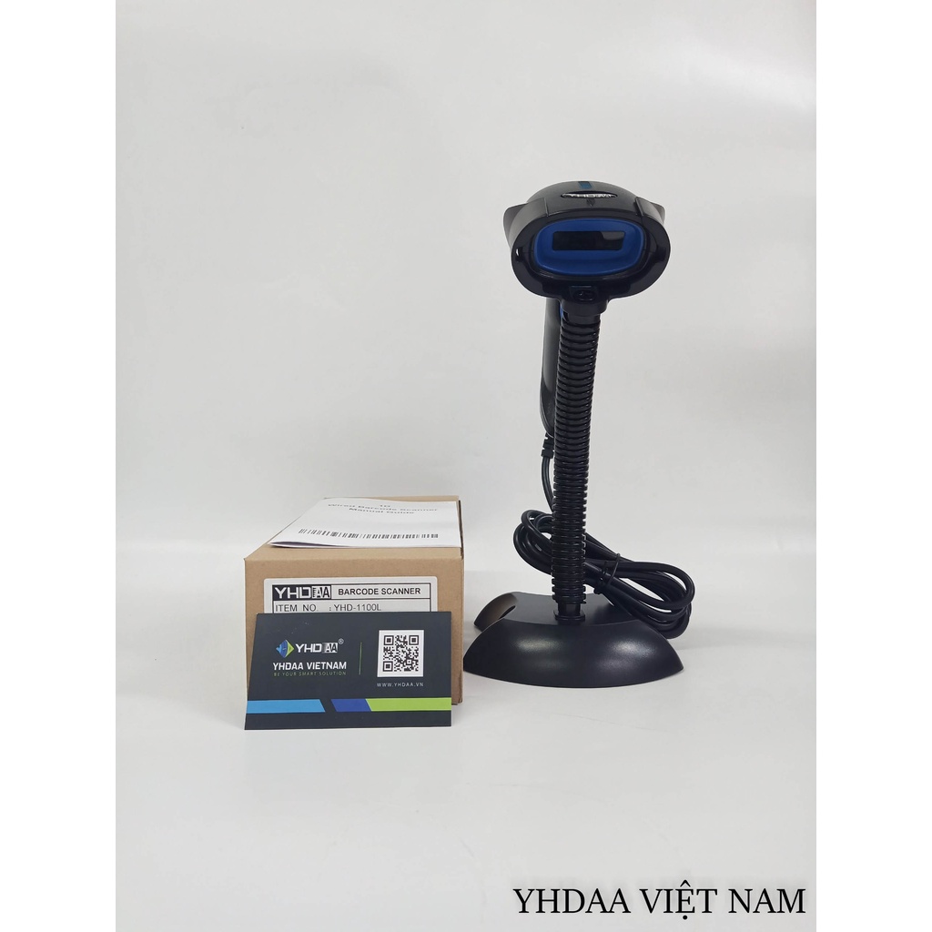 Máy Scan mã vạch YHD 1100L 1D, Đầu đọc Barcode tia Laser 1D kết nối Máy tính hỗ trợ kiểm soát đơn hàng - Kèm đế