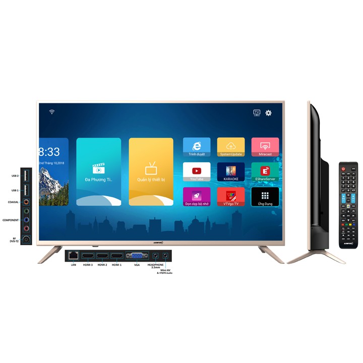 Smart Tivi Asanzo 43 inch 43SL800 Android 9.0, Full HD, Điều khiển giọng nói, DVB-T2, Wifi ,Tivi Giá Rẻ - Bảo Hành 2 Năm