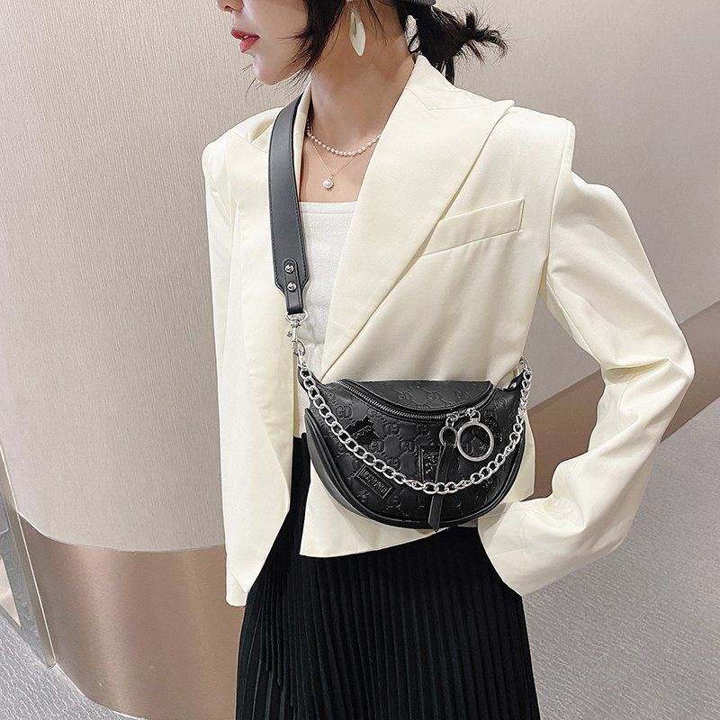 Túi chéo ngực đeo một bên vai phối chuỗi xích vintage thời trang phong cách nước ngoài