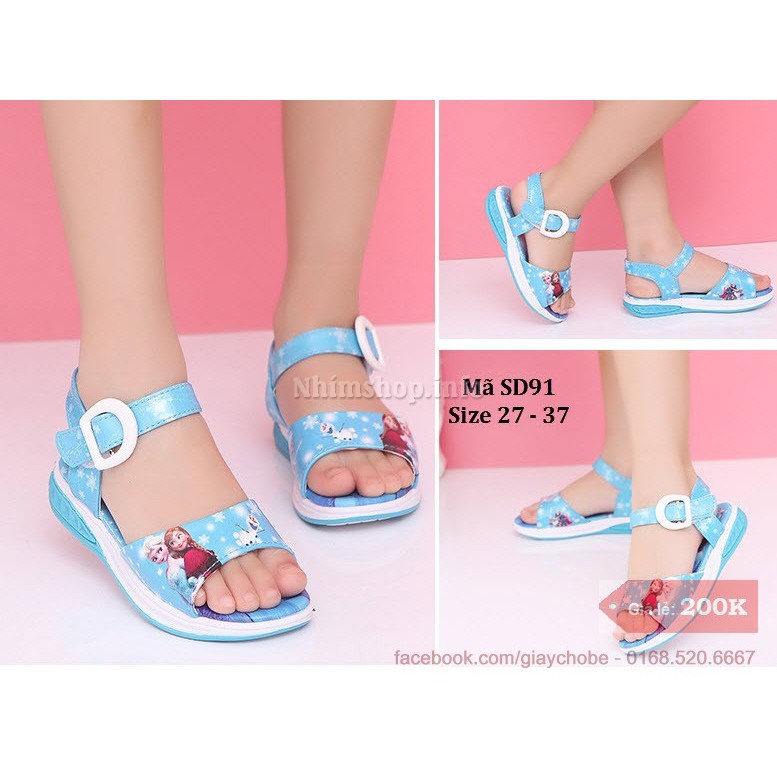 Sandal Xanh Bé Gái Hình Elsa Anna SD91 Hàng nhập khẩu