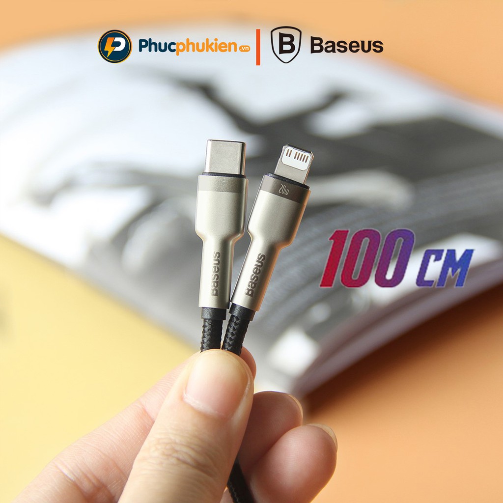 Dây sạc nhanh 20w chính hãng Baseus Metal Series - Cáp type c to lightning cho 8 Plus đến 13 pro max - Phúc Phụ Kiện