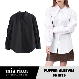 Áo sơ mi tay nhún cổ nhọn áo kiểu tay bồng Mia Ritta A3005