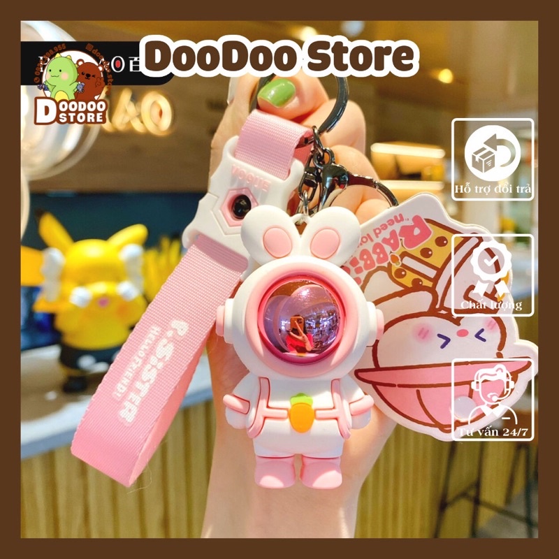 Móc Chìa Khoá Phi Hành Gia Bụng Hình Cà Rốt A74, Móc Chìa Khoá Phi Hành Gia Tai Thỏ Bự Đáng Yêu