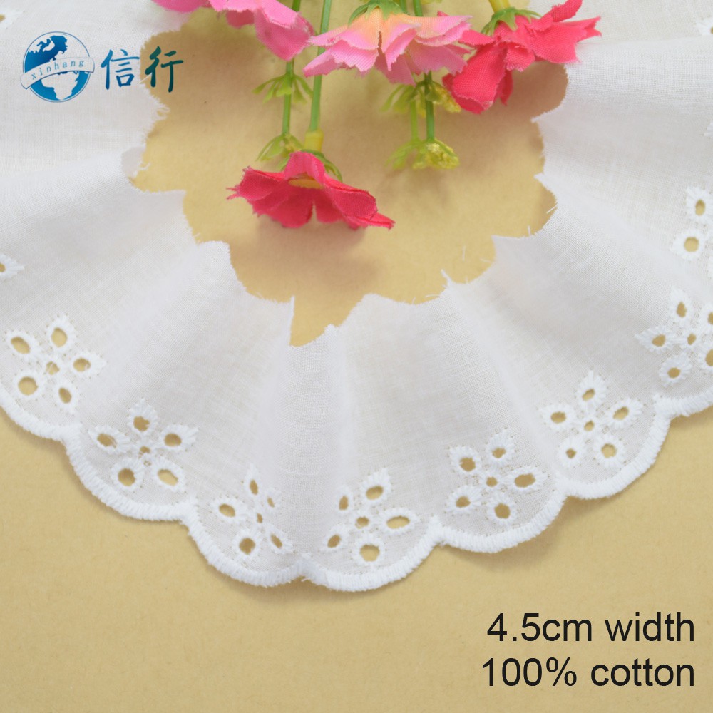 Cuộn Ren Ruy Băng mini Rộng 4.5cm Chất Liệu 100% cotton Phối Ren Thêu Họa Tiết diy 3613