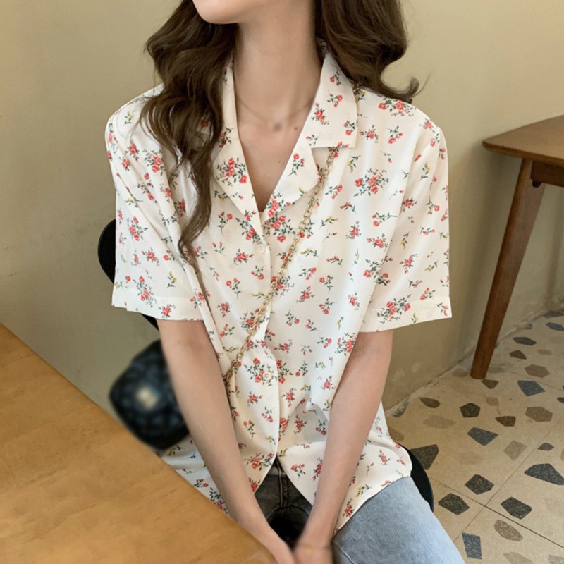 Áo Kiểu Tay Ngắn Thiết Kế Theo Phong Cách Retro Thanh Lịch Cho Nữ