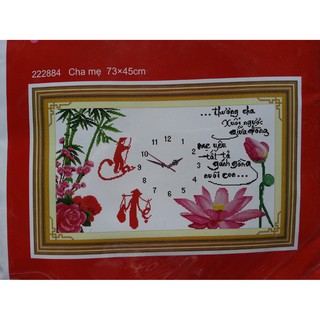 Tranh thêu chữ thập đồng hồ cha mẹ 222884