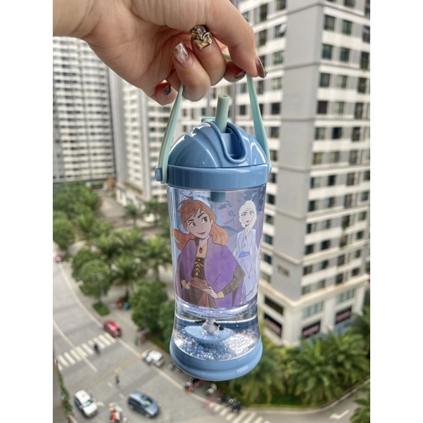 Bình nước có ống hút cho bé hàng nhập Disney Mỹ hoạ tiết Spiderman,Elsa,Minnie,Mcqueen