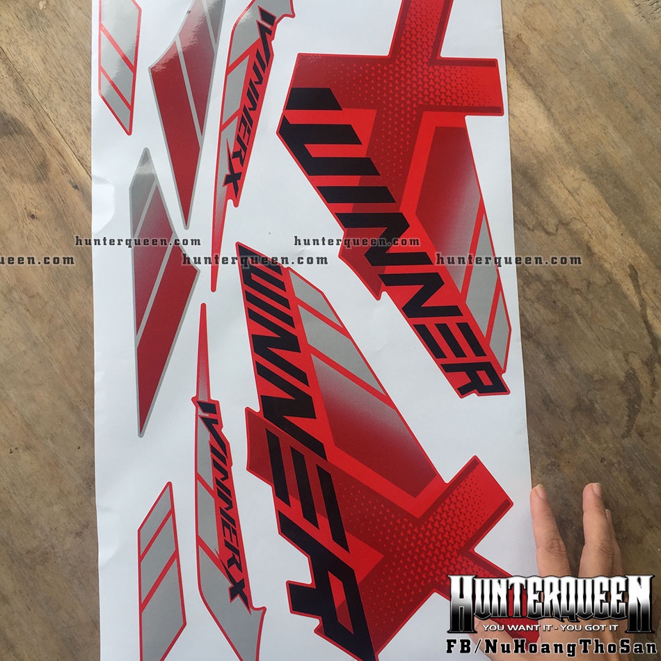 Tem rời dán xe Winner X 150i 2019 đỏ. Decal cao cấp chống nước, không bay màu