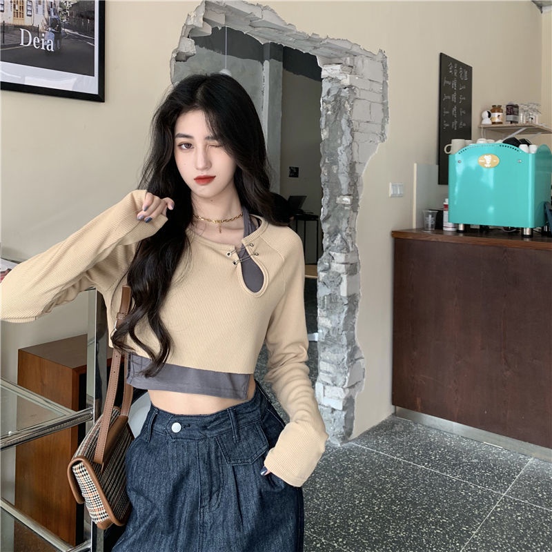 Áo Thun Lửng Tay Dài Thiết Kế Trẻ Trung Hợp Thời Trang Cho Bạn Gái