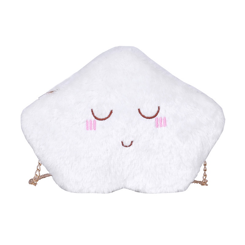 Túi Xách Đeo Vai Hình Đám Mây Bằng Lông Nhung Phối Dây Xích Dễ Thương Xinh Xắn Dành Cho Nữ