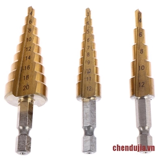 Set 3 mũi khoan thép titan 3-12mm 4-12mm 4-20mm chuyên dụng