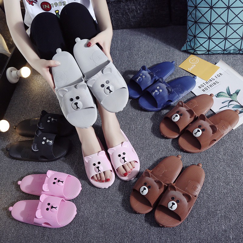 Dép quai ngang nữ hình gấu cute - đi trong nhà hay ngoài đường đều được