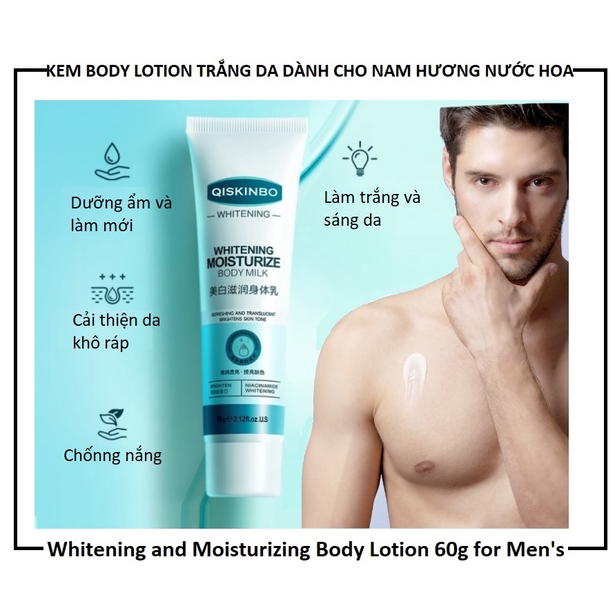 (Mẫu ra mắt cuối năm) 60g Kem dưỡng thể trắng da dạng lotion dành cho NAM GIỚI HƯƠNG THƠM Skinbo Whitening and Moisturiz