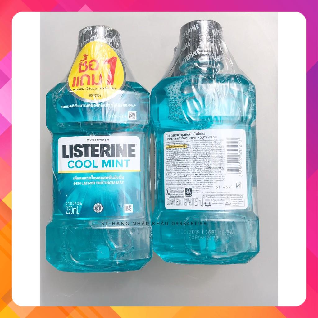 Bộ 2 chai nước súc miệng  giữ hơi thở thơm mát Listerine Cool Mint 250ml/chai Thái Lan