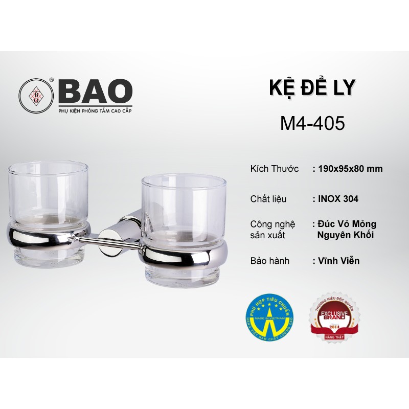 Kệ để 2 ly BAO M4-405 mẫu mã sắc sảo, an toàn khi sử dụng