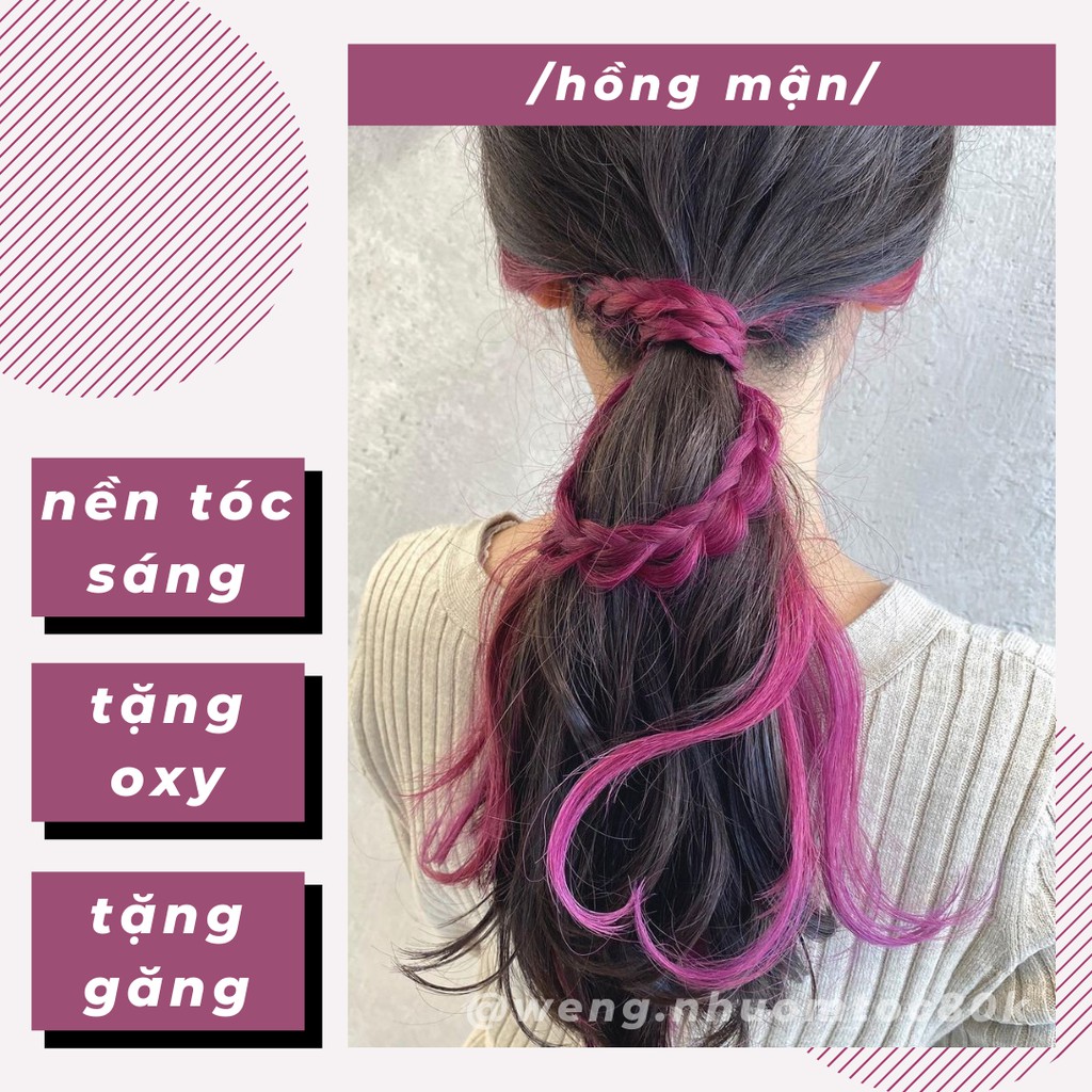 Combo nhuộm tóc màu hồng mận tặng kèm trợ nhuộm + găng tay