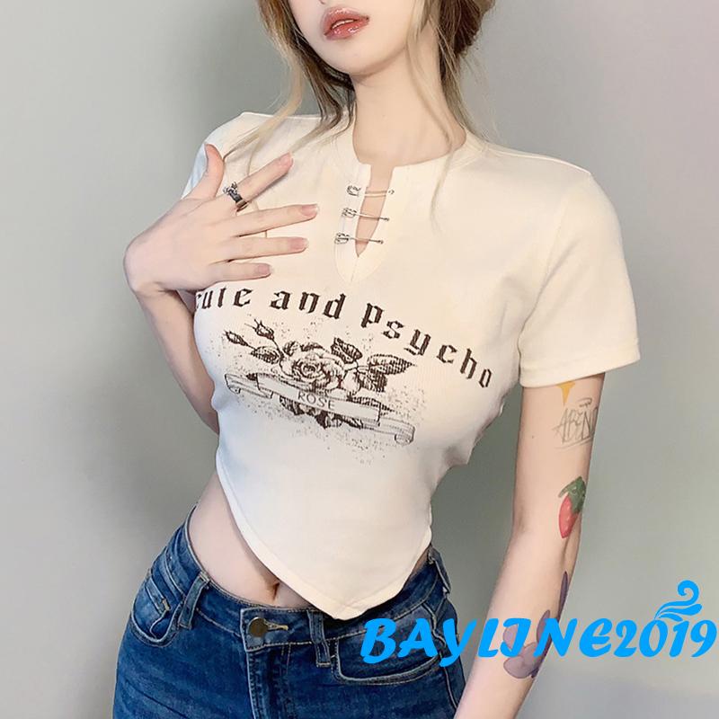 Áo Thun Ngắn Tay In Họa Tiết Phong Cách Cổ Điển Dành Cho Nữ