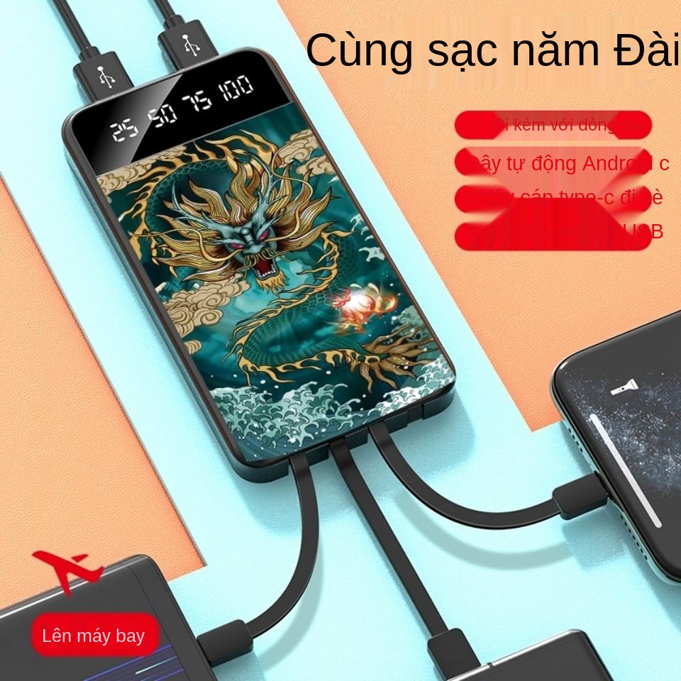 Mini pin dự phòng dung lượng lớn 20.000 mAh đi kèm sạc nhanh 4 dây và nguồn điện di động siêu bền Apple Huawei Universal