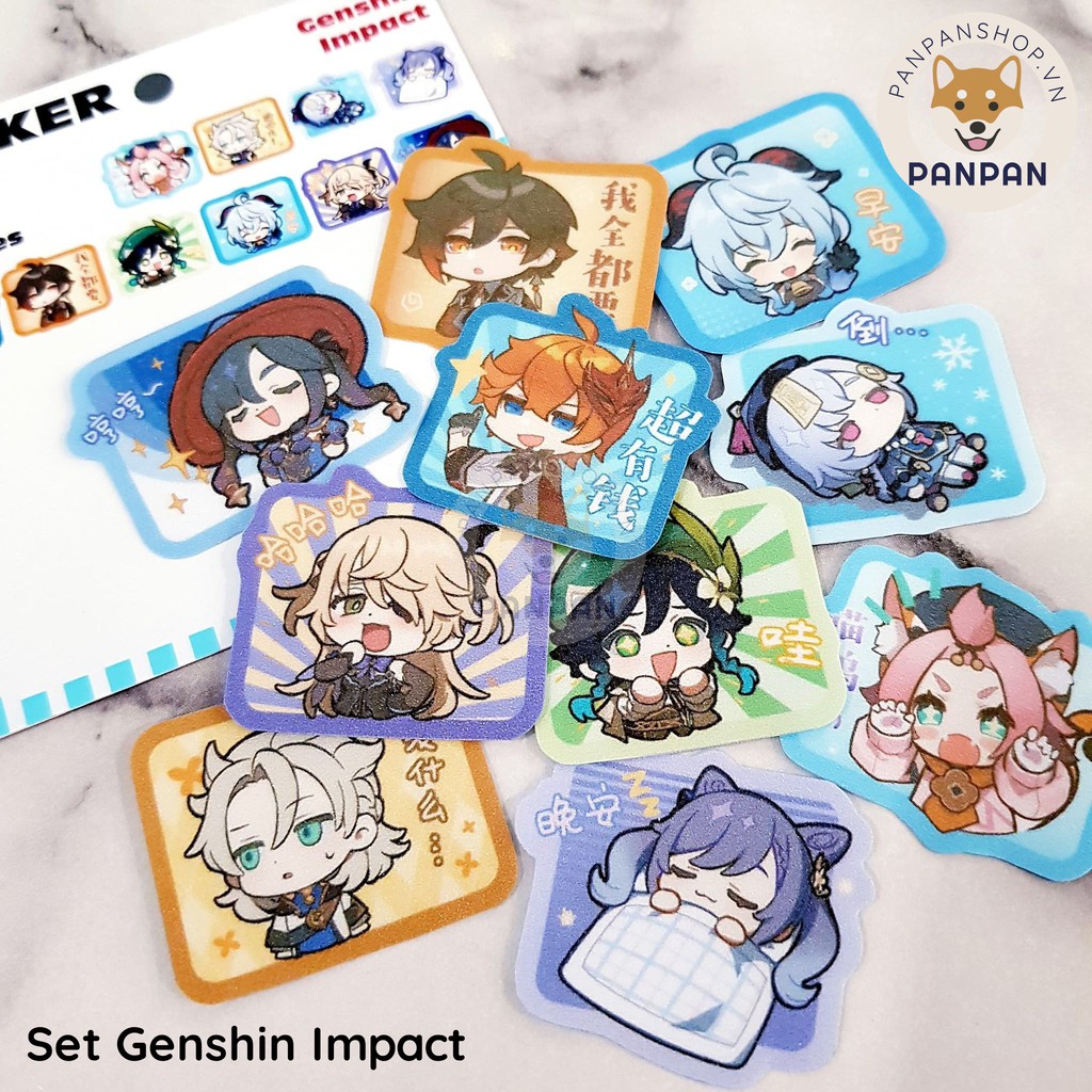 Sticker Set Nhiều Series (10 HÌNH) - Học Viện Siêu Anh Hùng, Thanh gươm diệt quỷ, Bungou Stray Dogs, Miền Đất Hứa