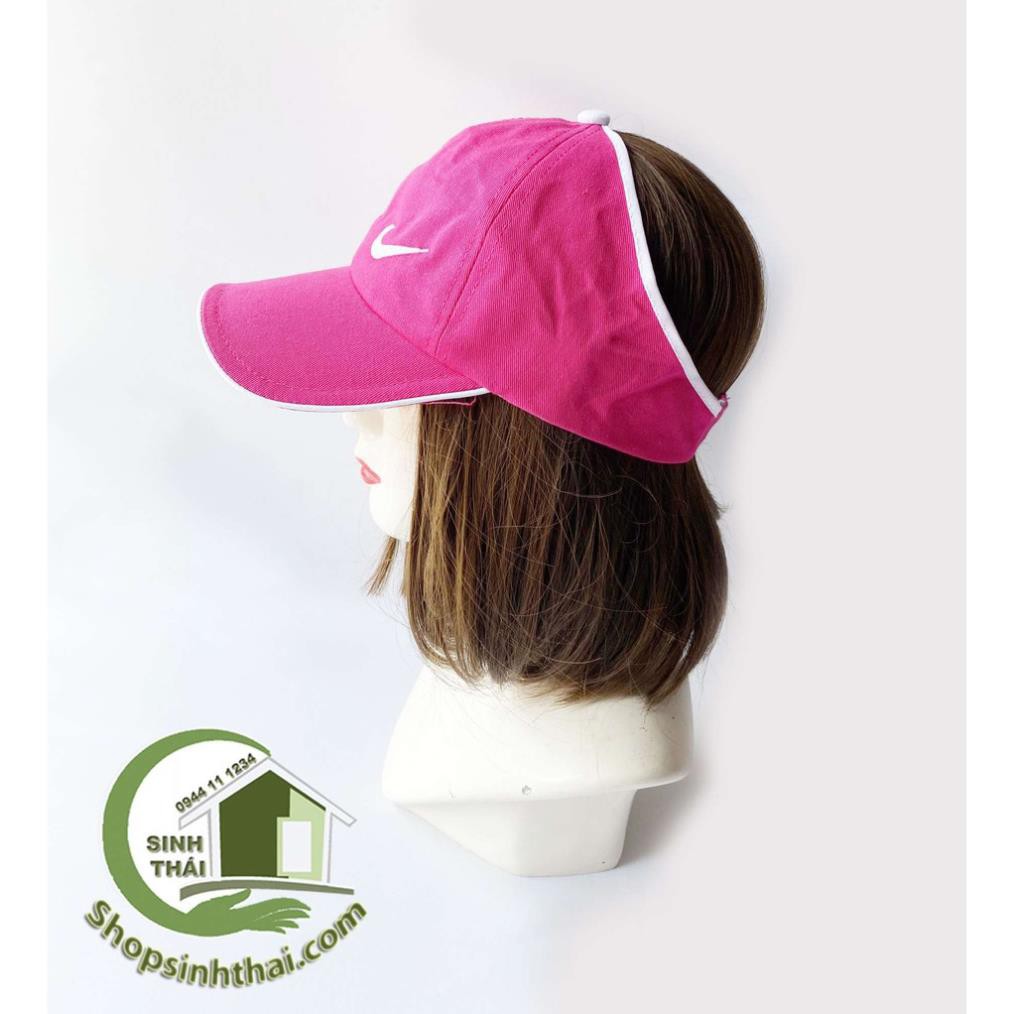 Nón kết - mũ lưỡi trai thể thao đi biển nửa đầu màu hồng cánh sen - chữ ngẫu nhiên