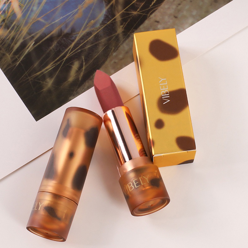 [Hàng mới về] Son lì Vibely thiết kế màu hổ phách thời trang không phai màu không dính thành cốc