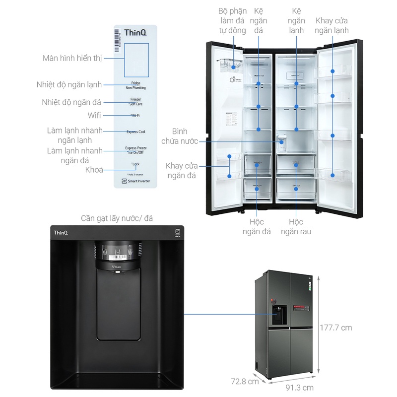 Tủ lạnh LG Inverter 635 Lít GR-D257MC - HÀNG CHÍNH HÃNG