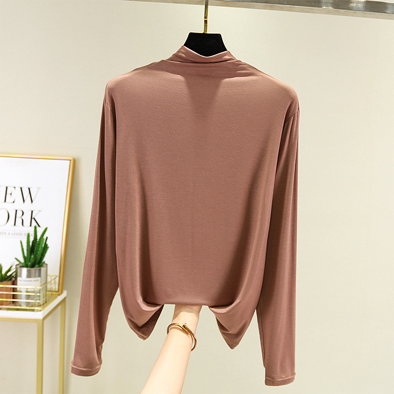 Áo Thun Nữ Tay Dài Cổ Cao Dáng Ôm Phong Cách Hàn Quốc