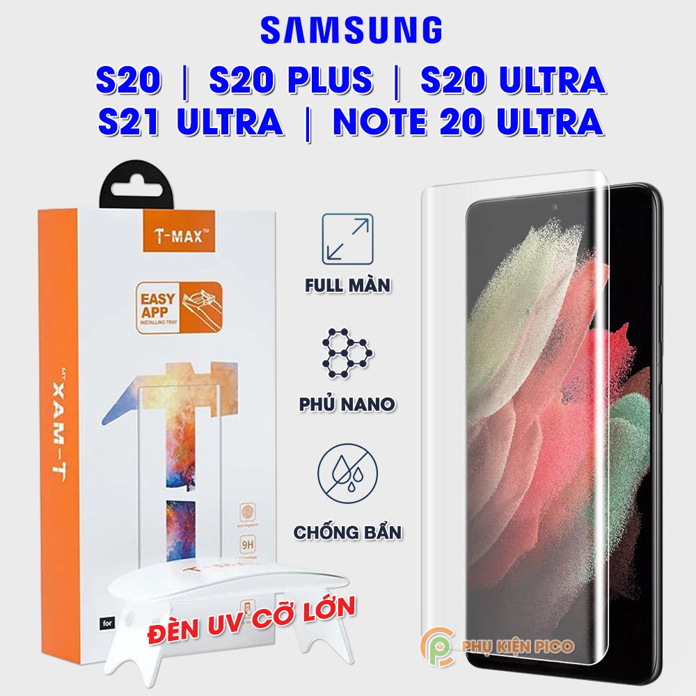 Kính cường lực Samsung Galaxy S22 Ultra / S23 Ultra / S21 Ultra / S20 Ultra / Note 20 Ultra full màn hình đèn UV T-Max