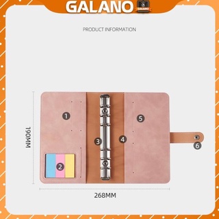 Sổ còng bìa da A6 GALANO sổ tay bìa da PU gáy còng kèm phụ kiện và giấy note đa năng SN-001423