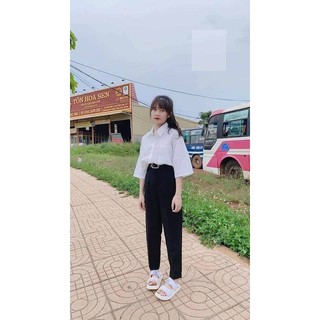 Áo Sơ Mi Cộc Tay TRẮNG BASIC Unisex - VIET_STAR
